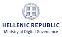The Hellenic Republic's Ministry of Digital Domain logo.